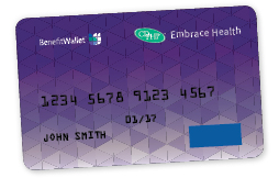 embrace health purple debit card